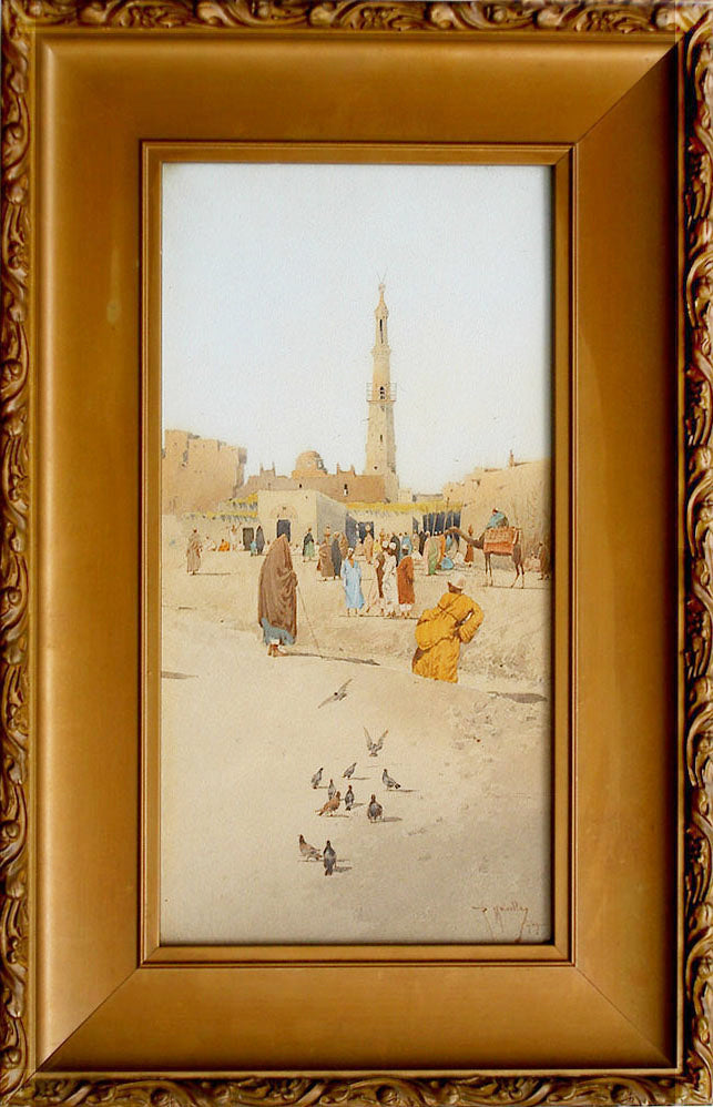 Orientalist Market Scene with Minaret