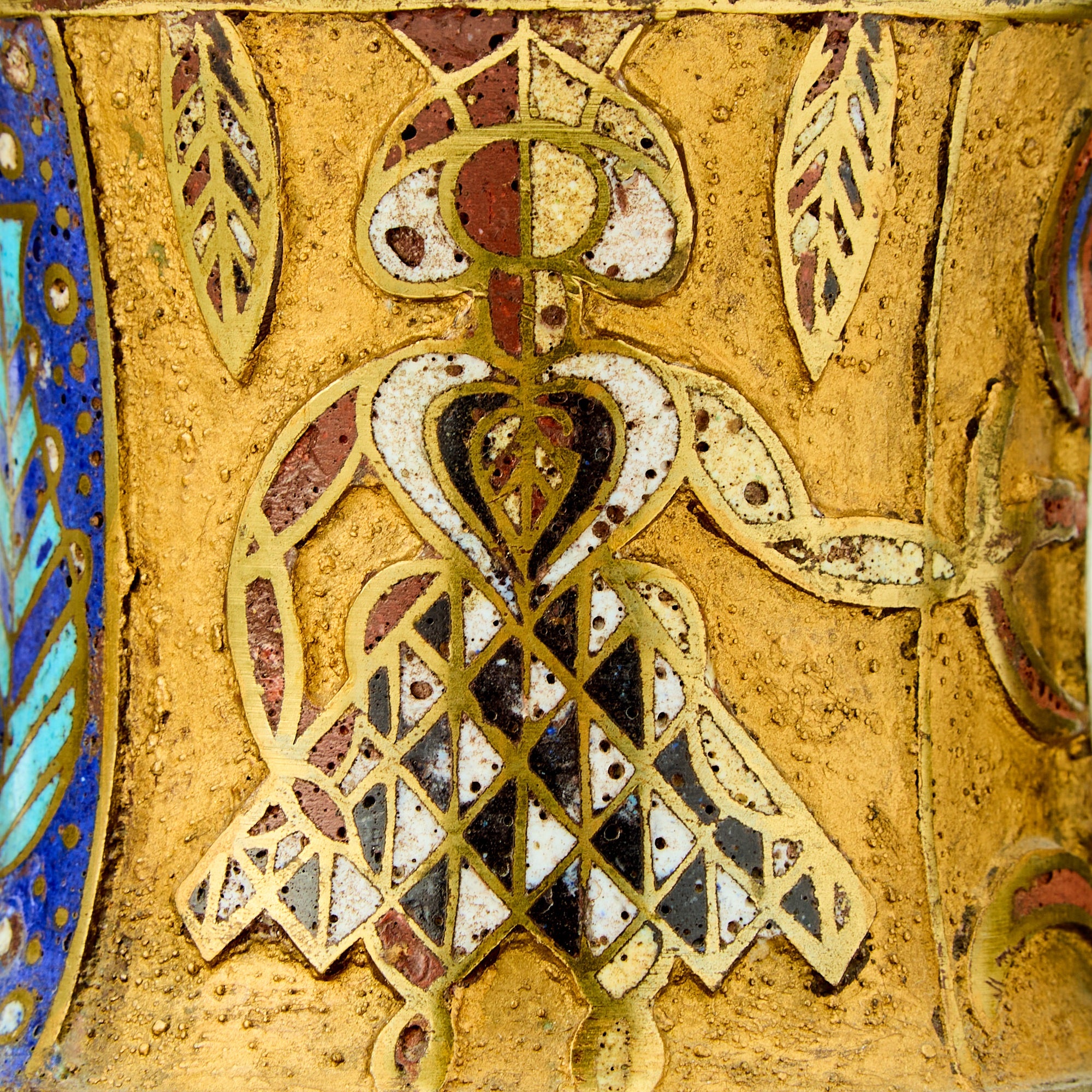 Asian Gilt-Bronze and Champlevé Enamel Twin-Handled Vase, 20th Century